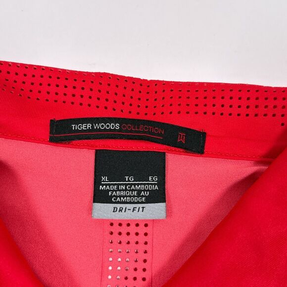 Nike Tiger Woods Collection Golf Polo Shirt Men’s Size XL Pink‎ Breathable Snap - Picture 6 of 10